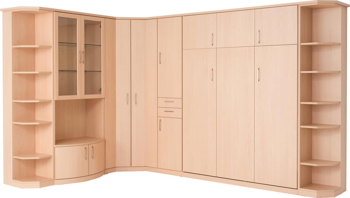 WOHNWAND  in Weiß, Ahornfarben, Buchefarben, Erlefarben, Kirschbaumfarben   - Chromfarben/Kirschbaumfarben, KONVENTIONELL, Glas/Holzwerkstoff