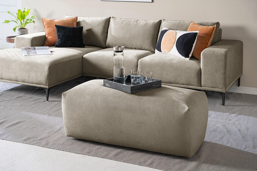HOCKER in Textil Grau - Schwarz/Grau, Modern, Kunststoff/Textil (102/41/52cm) - Trendmanufaktur