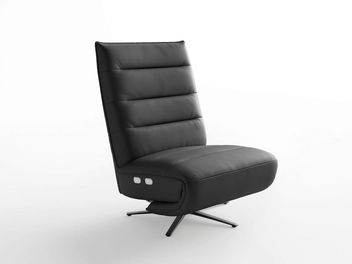 RELAXSESSEL Leder Schwarz  - Schwarz, Basics, Leder/Metall (80/109/98cm) - Sit & More