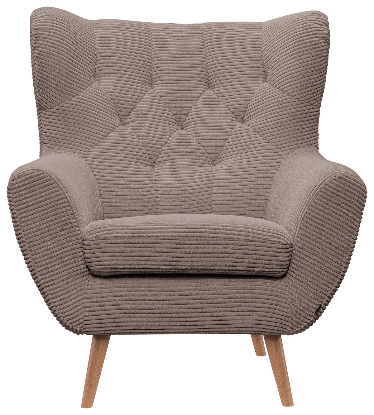 SESSEL in Cord Braun  - Eichefarben/Braun, Design, Holz/Textil (87/101/95cm) - Stylife