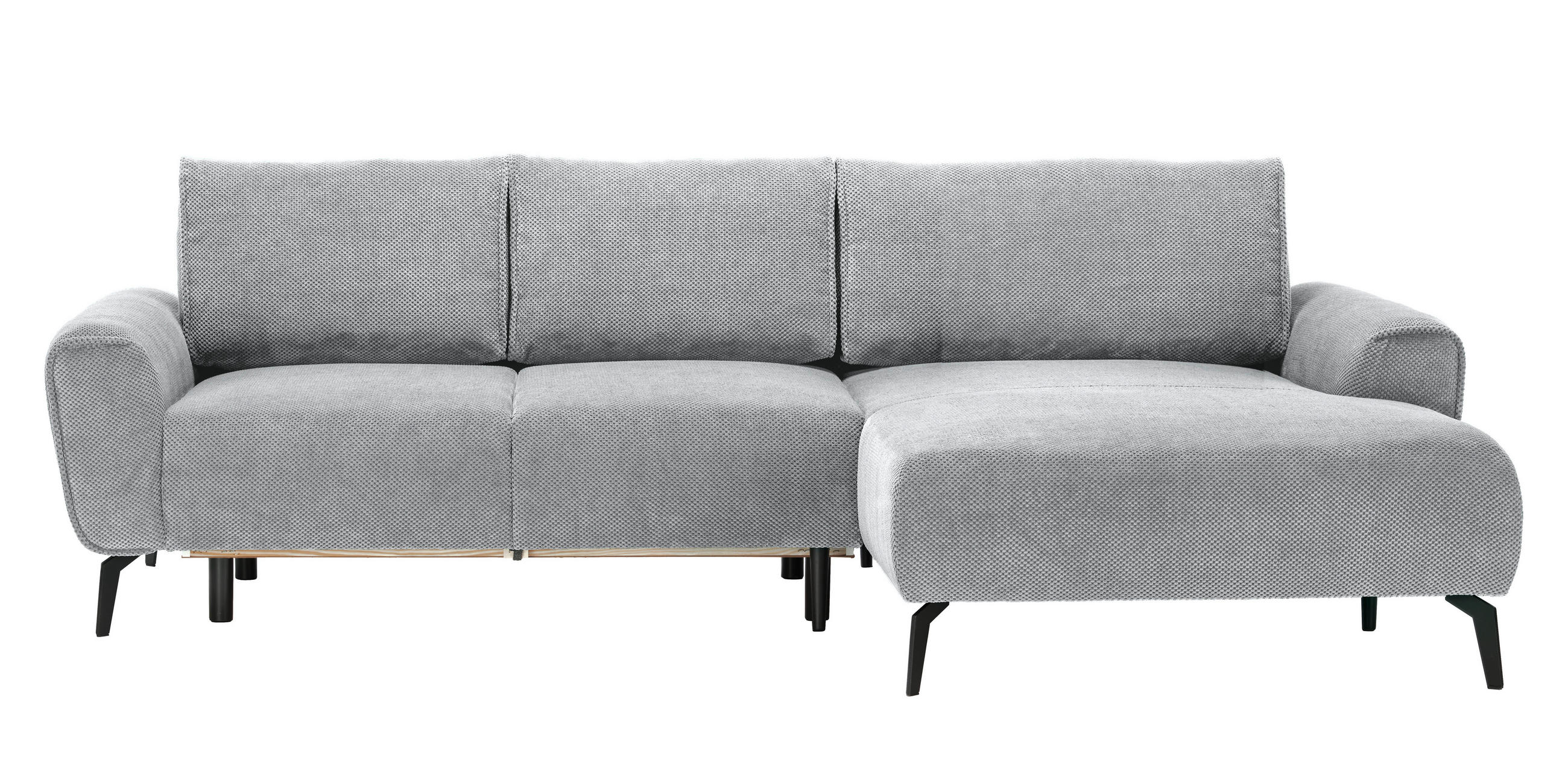 ECKSOFA in Webstoff Hellgrau  - Hellgrau/Schwarz, Design, Textil/Metall (272/170cm) - Welnova