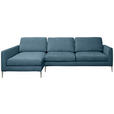 ECKSOFA Blau Chenille  - Blau/Silberfarben, KONVENTIONELL, Textil/Metall (143/284cm) - Carryhome