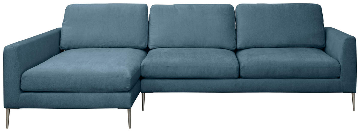 ECKSOFA Blau Chenille  - Blau/Silberfarben, KONVENTIONELL, Textil/Metall (143/284cm) - Carryhome