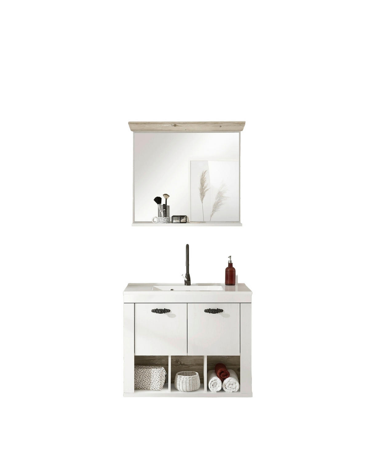 BADEZIMMER 2-teilig  in  - Schwarz/Weiß, Design, Naturmaterialien/Holzwerkstoff (81/200/46cm) - MID.YOU
