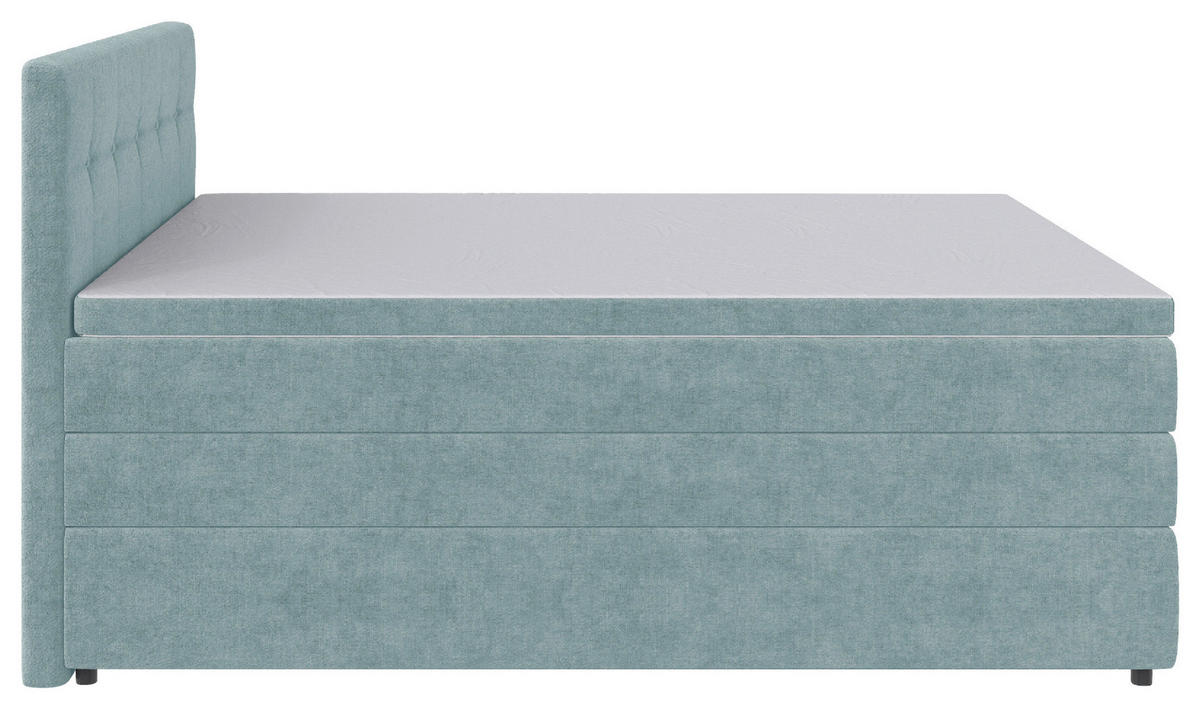 BOXSPRINGBETT 140/200 cm  in Hellblau  - Schwarz/Hellblau, KONVENTIONELL, Kunststoff/Textil (140/200cm) - Carryhome