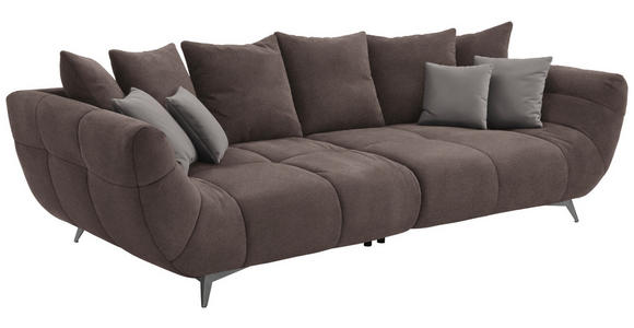 BIGSOFA Webstoff Braun  - Edelstahlfarben/Braun, LIFESTYLE, Textil/Metall (300/79/133cm) - Hom`in