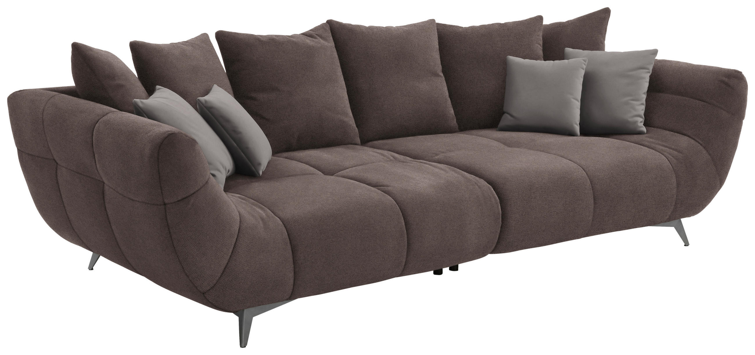BIGSOFA in Webstoff Braun  - Edelstahlfarben/Braun, Lifestyle, Textil/Metall (300/79/133cm) - Hom`in