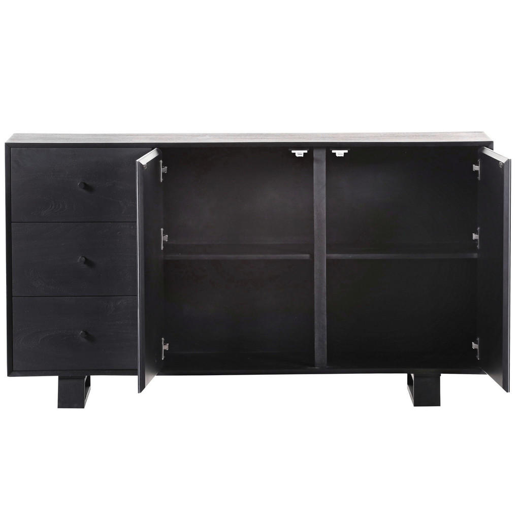 Thumbnail - Livetastic Sideboard, Schwarz, Metall, Akazie, furniert,massiv, 2 Fächer, 3 Schubladen, 145x80x42 cm, Holzmöbel, Kleinmö...