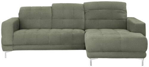 ECKSOFA in Webstoff Grün  260/187 cm  - Chromfarben/Grün, Design, Textil/Metall (260/187cm) - Xora