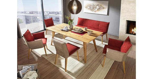 STUHL in Holz, Textil Grau, Rot, Eichefarben - Eichefarben/Rot, KONVENTIONELL, Holz/Textil (54/86/61cm) - Voleo