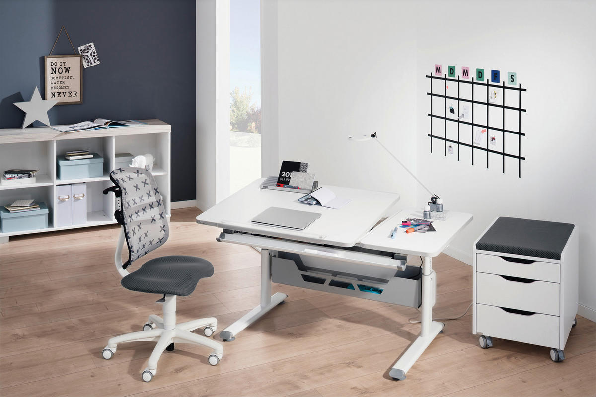 JUGENDSCHREIBTISCH 130/70/53-79 cm  - Weiß, Basics, Holzwerkstoff/Kunststoff (130/70/53-79cm) - Paidi