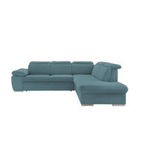 ECKSOFA Cord Petrol  - Chromfarben/Petrol, Design, Textil/Metall (283/228cm) - Livetastic