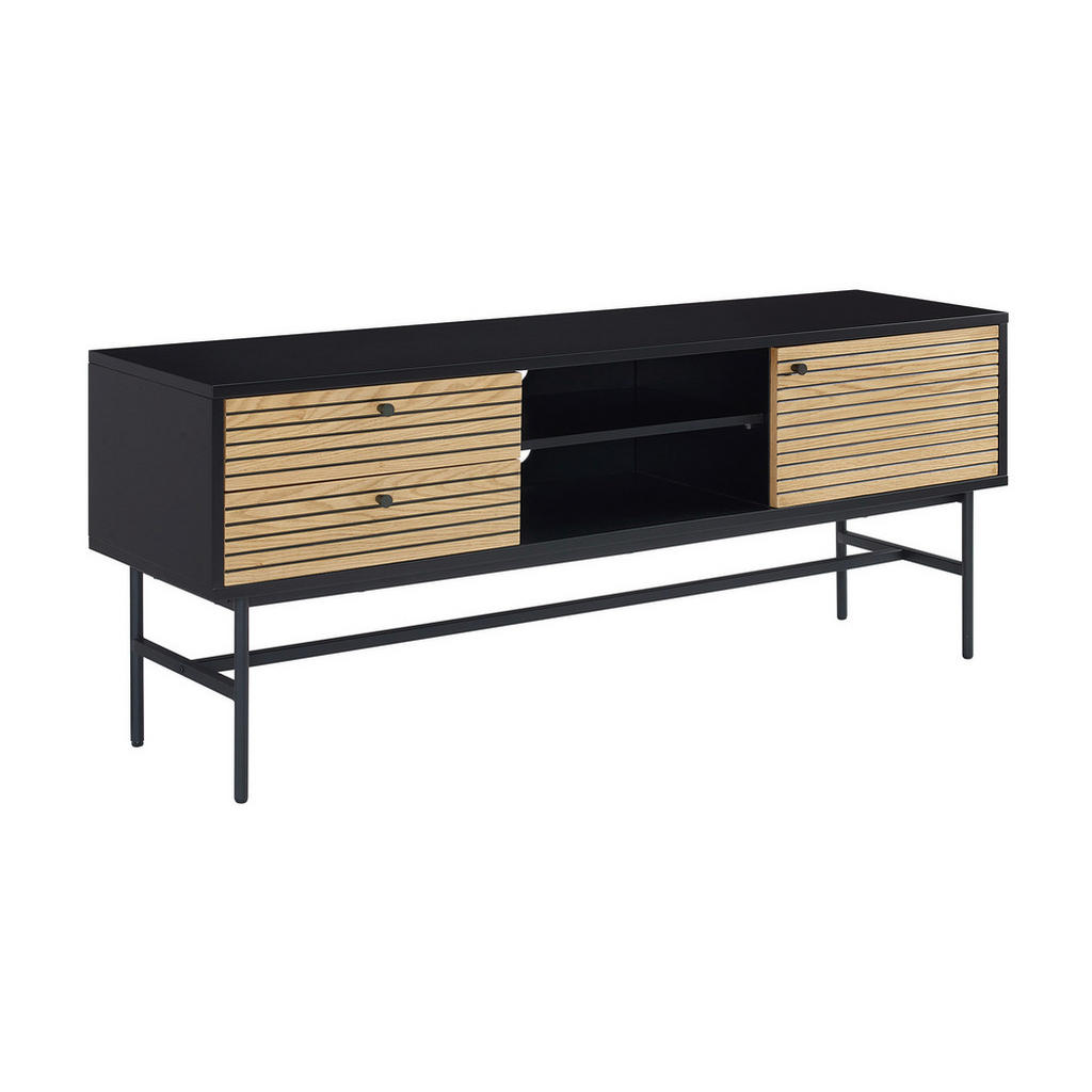 Lowboard Schwarz, Eichefarben B: 150cm