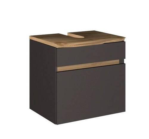 WASCHBECKENUNTERSCHRANK 61/55/40 cm  - Eiche Wotan/Graphitfarben, Natur, Holzwerkstoff (61/55/40cm) - Xora