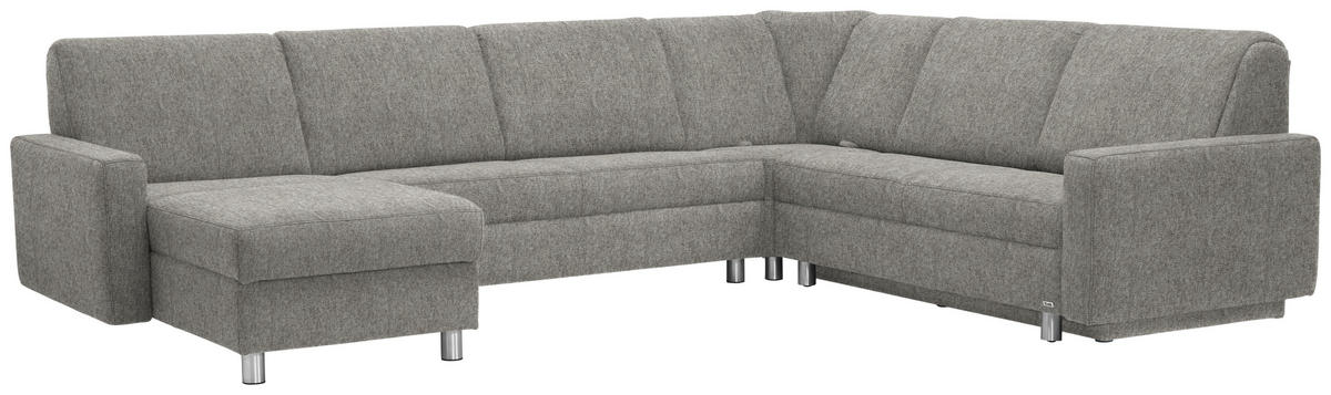 WOHNLANDSCHAFT in Chenille Hellgrau  - Hellgrau/Alufarben, KONVENTIONELL, Kunststoff/Textil (158/322/236cm) - Sedda