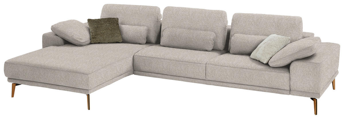 ECKSOFA in Flachgewebe Beige  - Wildeiche/Beige, Design, Holz/Textil (193/334cm) - Niels Andersson