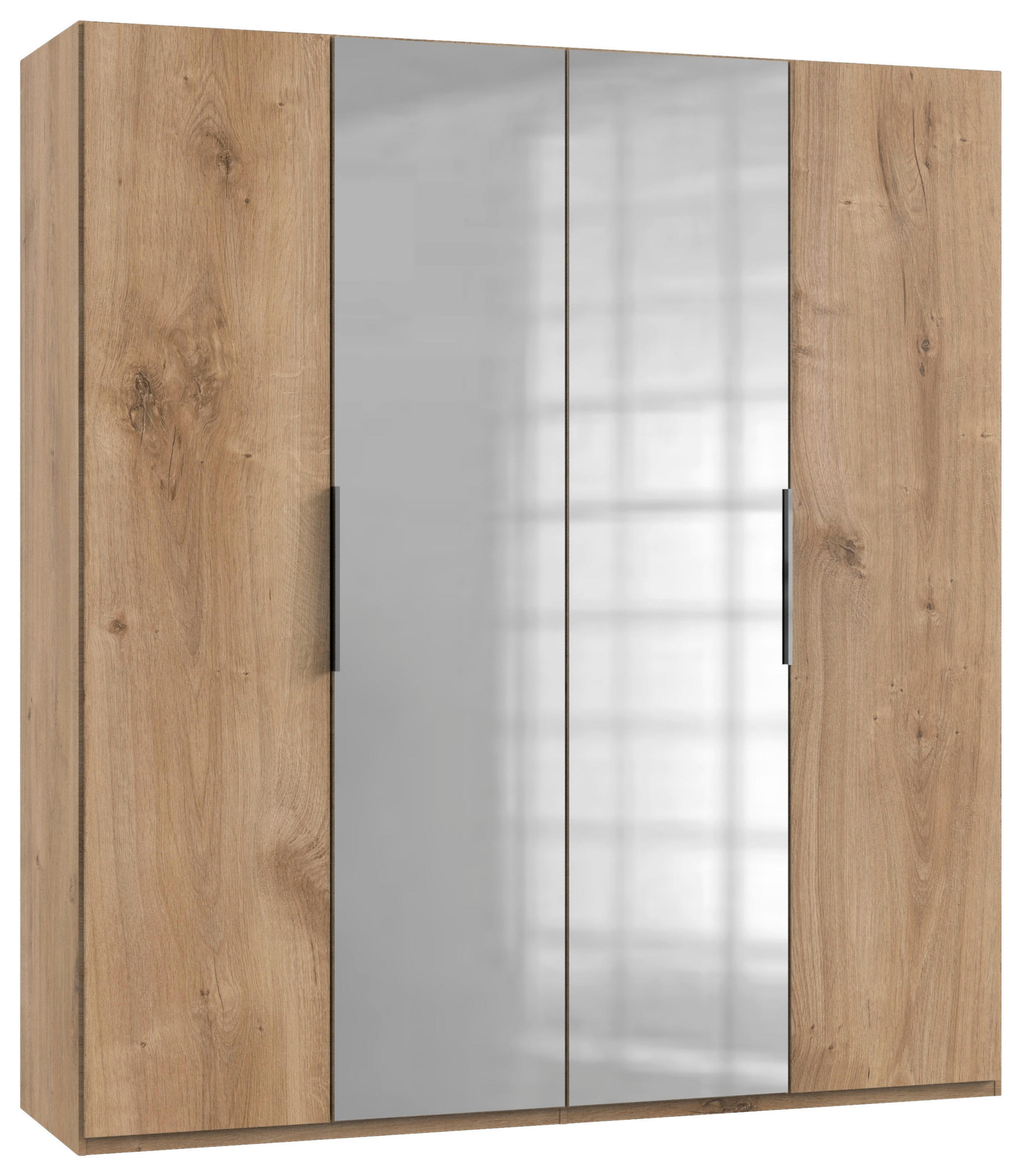 Dulap Cu Uși Rotative, 200/216/58 cm, culoare lemn stejar - culoare lemn stejar/culoare crom, Modern, material pe bază de lemn (200/216/58cm) - MID.YOU