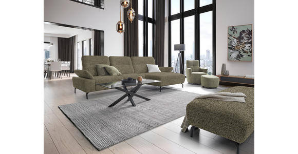 ECKSOFA in Chenille, Flachgewebe Grün  - Schwarz/Grün, Design, Textil/Metall (318/165cm) - Xora