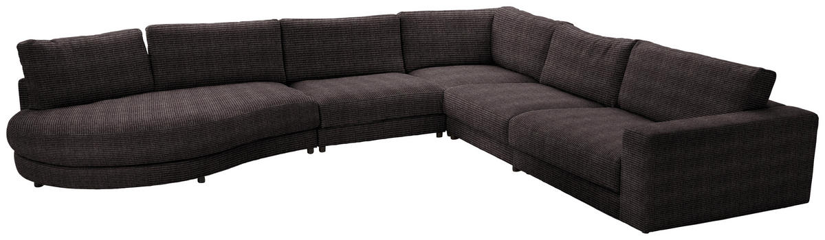 ECKSOFA in Chenille, Cord Anthrazit  425/365 cm  - Anthrazit/Schwarz, Design, Kunststoff/Textil (425/365cm) - Lomoco