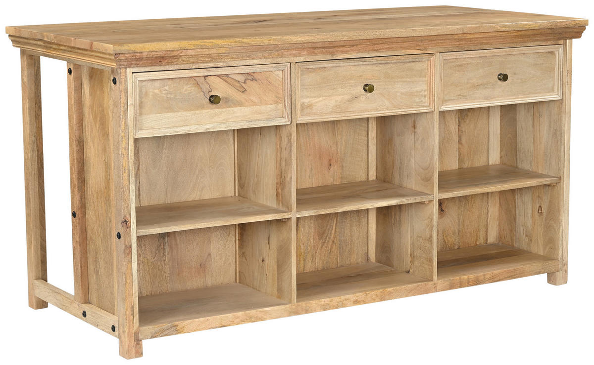 KUHINJSKI OTOK - naravne barve/barve medenine, Design, kovina/les (180/94/80cm) - Livetastic