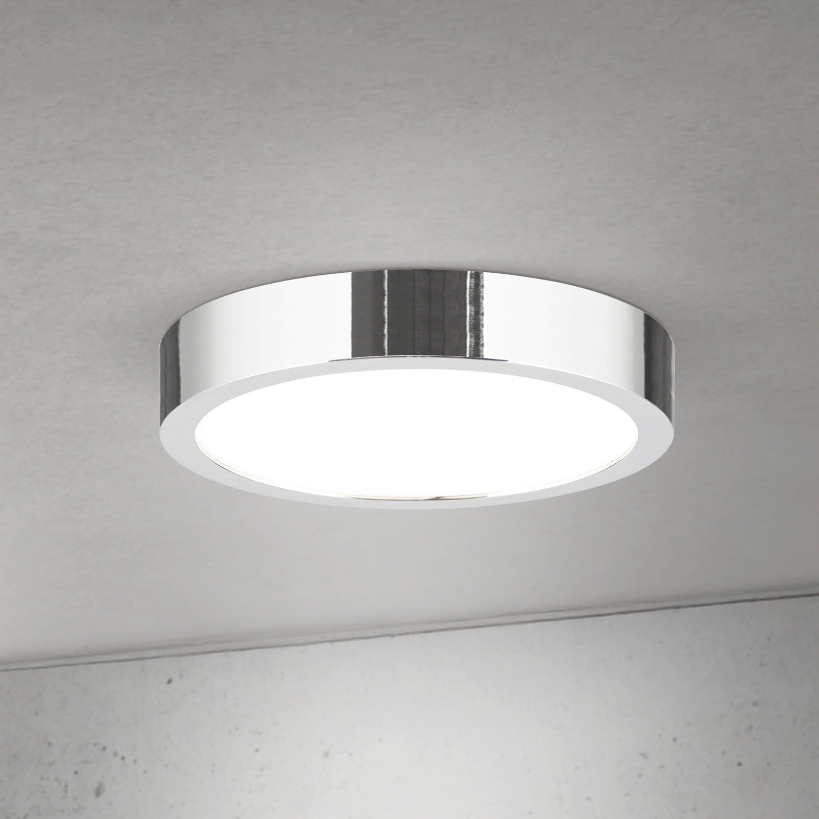 LED-DECKENLEUCHTE Disc 14/2,4 cm   - Chromfarben, Design, Glas/Metall (14/2,4cm)