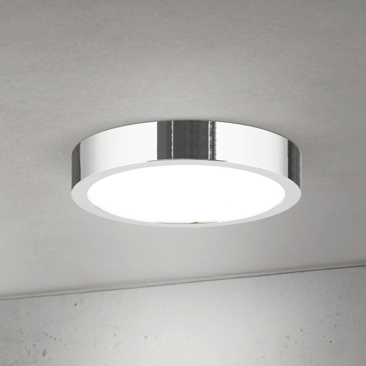 LED-DECKENLEUCHTE Disc 14/2,4 cm   - Chromfarben, Design, Glas/Metall (14/2,4cm)