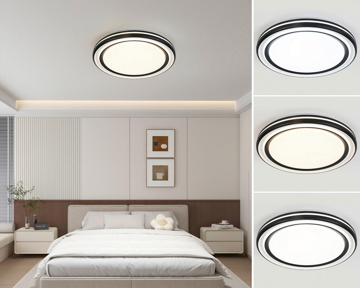 STROPNA LED-SVETILKA   48 W/5400 lm/3000-6500 K/220-240 V/ - črna/bela, Trend, kovina/umetna masa (49/6cm) - Novel