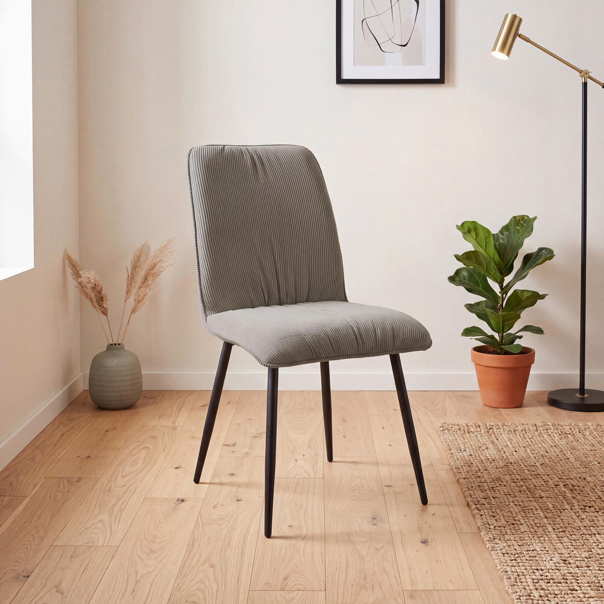STOL, kovina, tekstil rjava, črna  - črna/rjava, Design, kovina/tekstil (49/90/61cm) - Stylife
