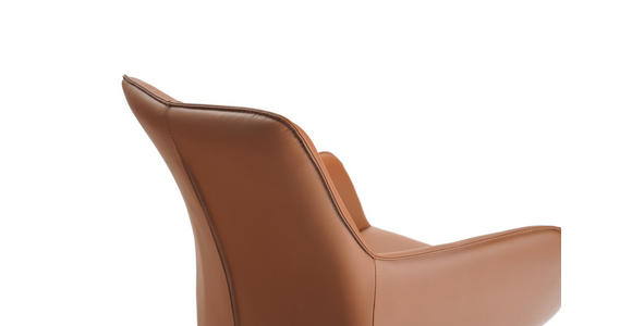 ARMLEHNSTUHL in Eisen Echtleder pigmentiert - Eichefarben/Cognac, MODERN, Leder/Holz (64/87/60cm) - Novel