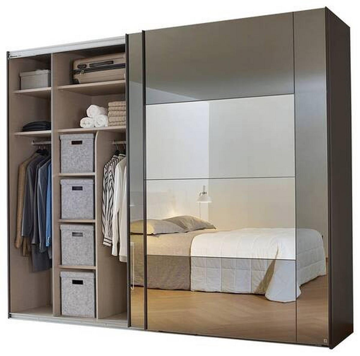 SCHWEBETÜRENSCHRANK in Graphitfarben  - Graphitfarben, Design, Glas/Holzwerkstoff (271/223/68cm) - Xora