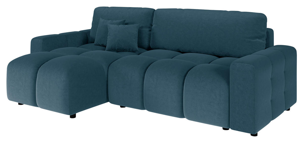 ECKSOFA Luki Dunkelblau Mikrofaser  - Schwarz/Dunkelblau, Design, Kunststoff/Textil (233/142cm) - Livetastic