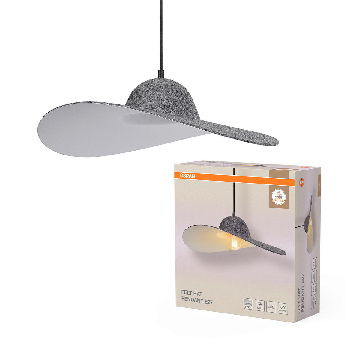HÄNGELEUCHTE 50/150 cm  - Dunkelgrau, Basics, Textil/Metall (50/150cm) - Osram