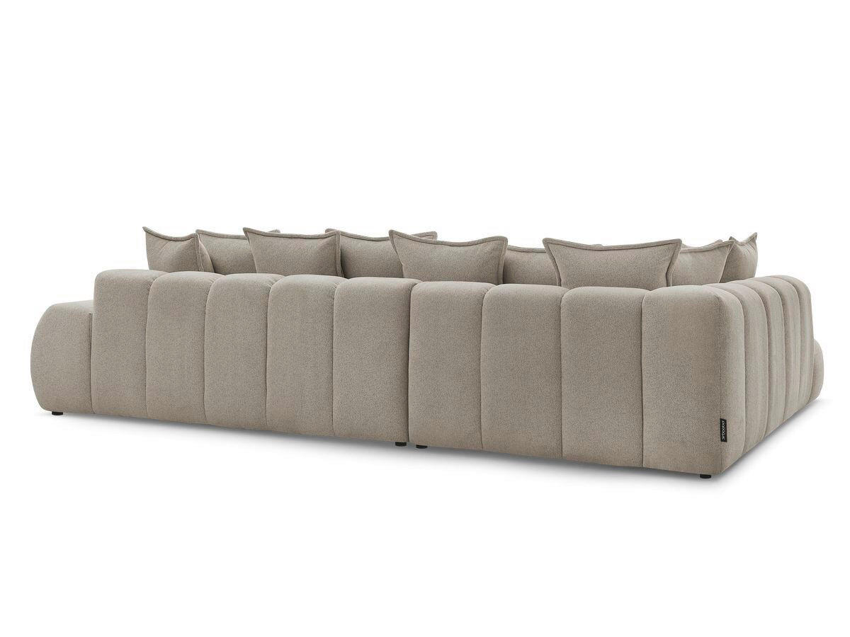 ECKSOFA Ottomane links  EVEREST Taupe Flachgewebe  - Taupe/Schwarz, MODERN, Kunststoff/Textil (210/352cm)