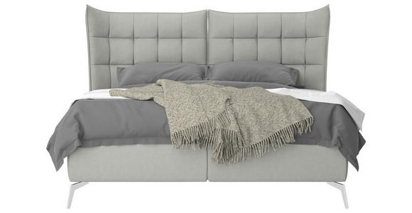 BOXSPRINGBETT 180/200 cm  in Hellgrau  - Chromfarben/Hellgrau, Design, Holz/Textil (180/200cm) - Novel