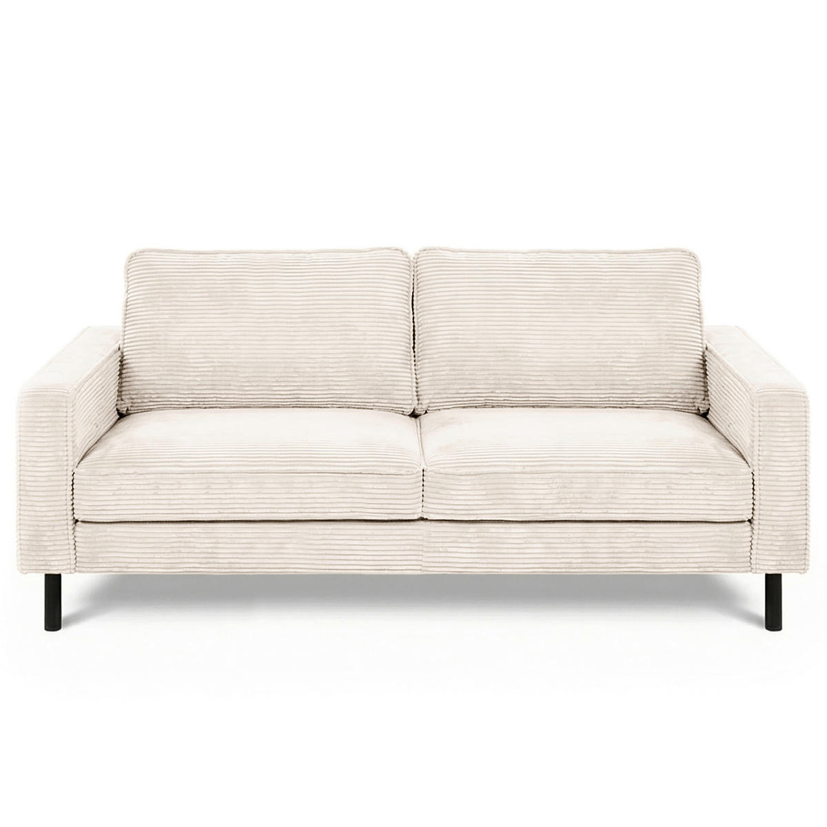 3-SITZER-SOFA Cord Creme  - Creme/Schwarz, Design, Textil/Metall (188/85/92cm) - Livetastic