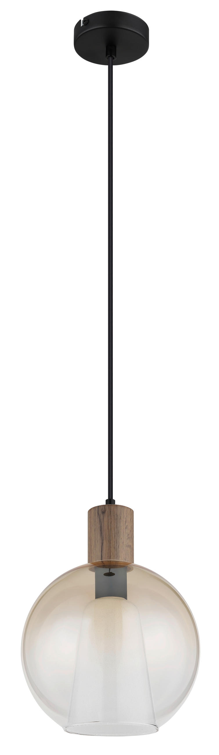 HÄNGELEUCHTE 25/120 cm    - Dunkelbraun/Bernsteinfarben, Basics, Glas/Holzwerkstoff (25/120cm) - Globo