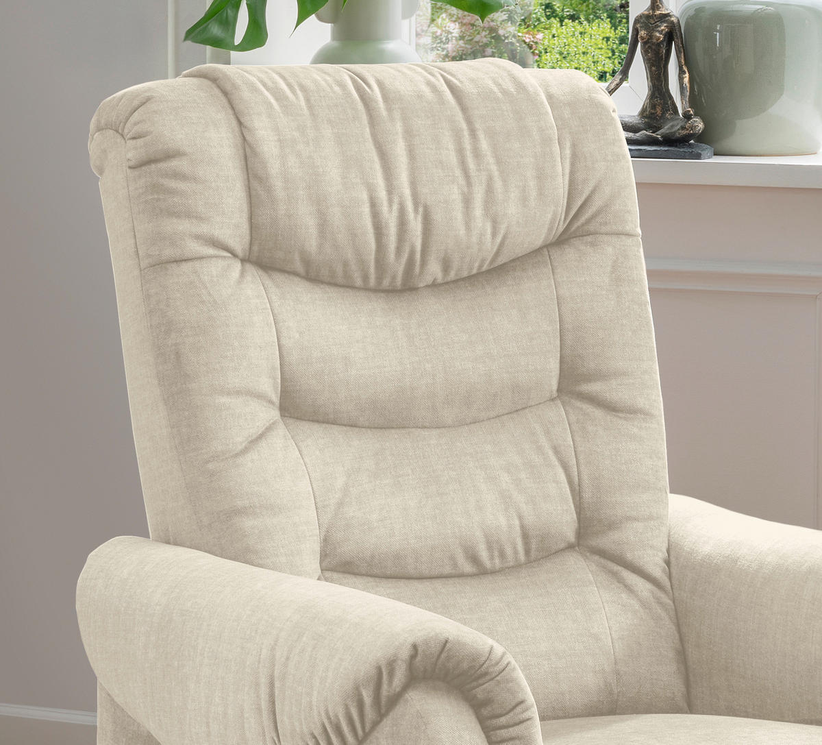 FERNSEHSESSEL in Velours Beige  - Beige/Schwarz, Design, Kunststoff/Textil (76/106/94cm) - Livetastic