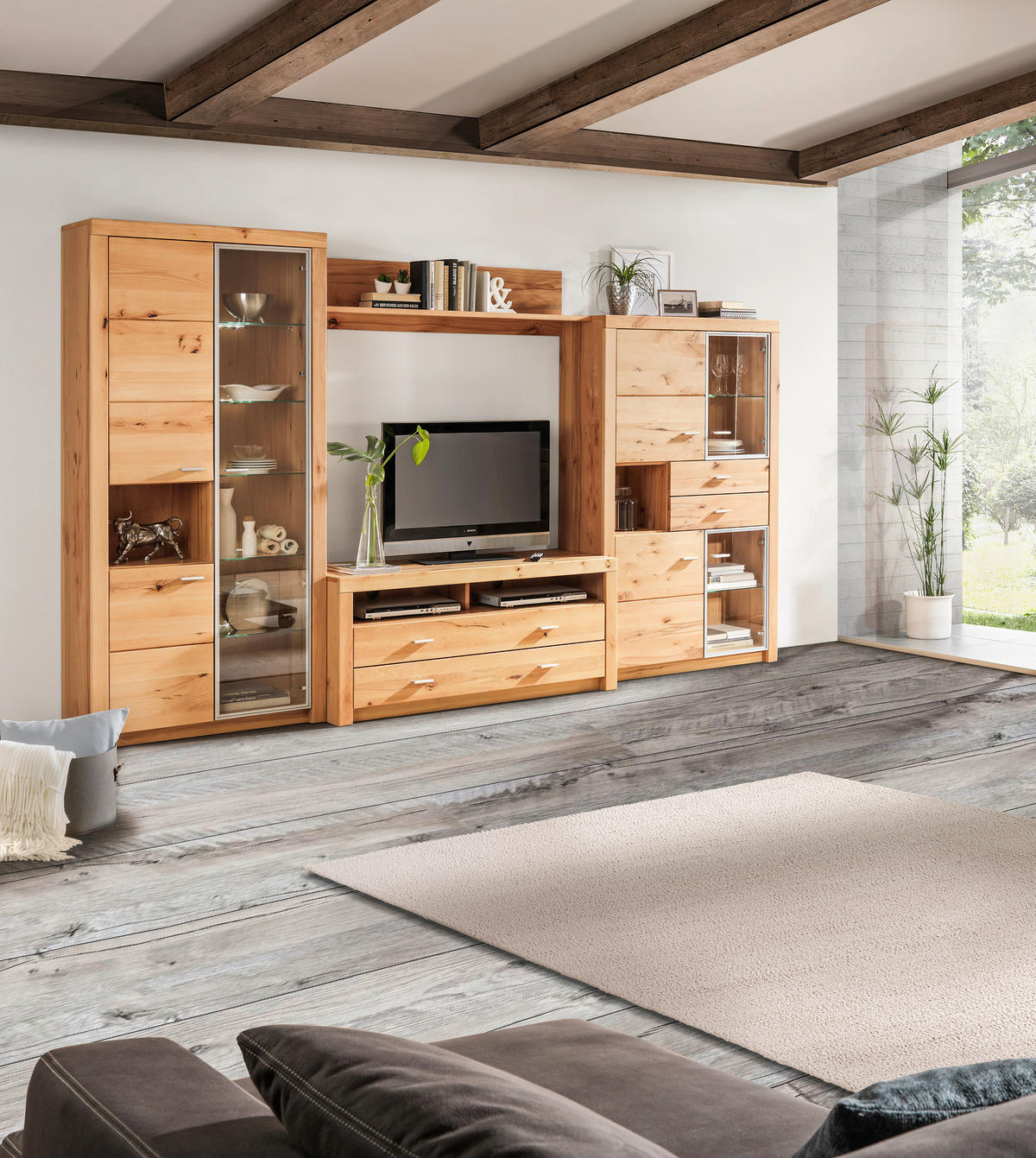 SIDEBOARD Indira 163/88/44 cm 4 Schublade(n)  - Buchefarben/Alufarben, Konventionell, Holz/Kunststoff (163/88/44cm) - Cantus