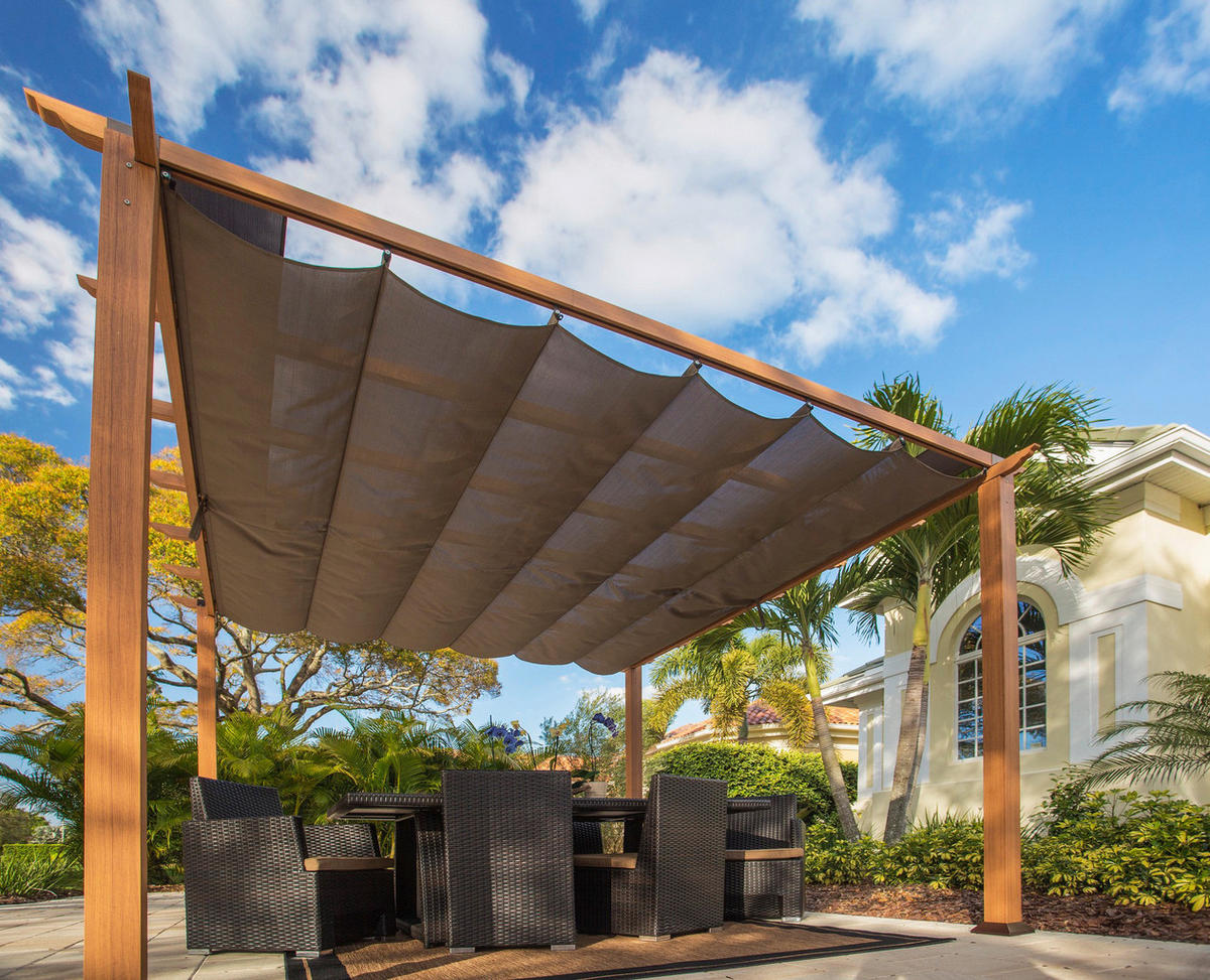 PERGOLA 350/235/350 cm Aluminium  - Hellbraun, Basics, Kunststoff/Metall (350/235/350cm) - Ambia Garden