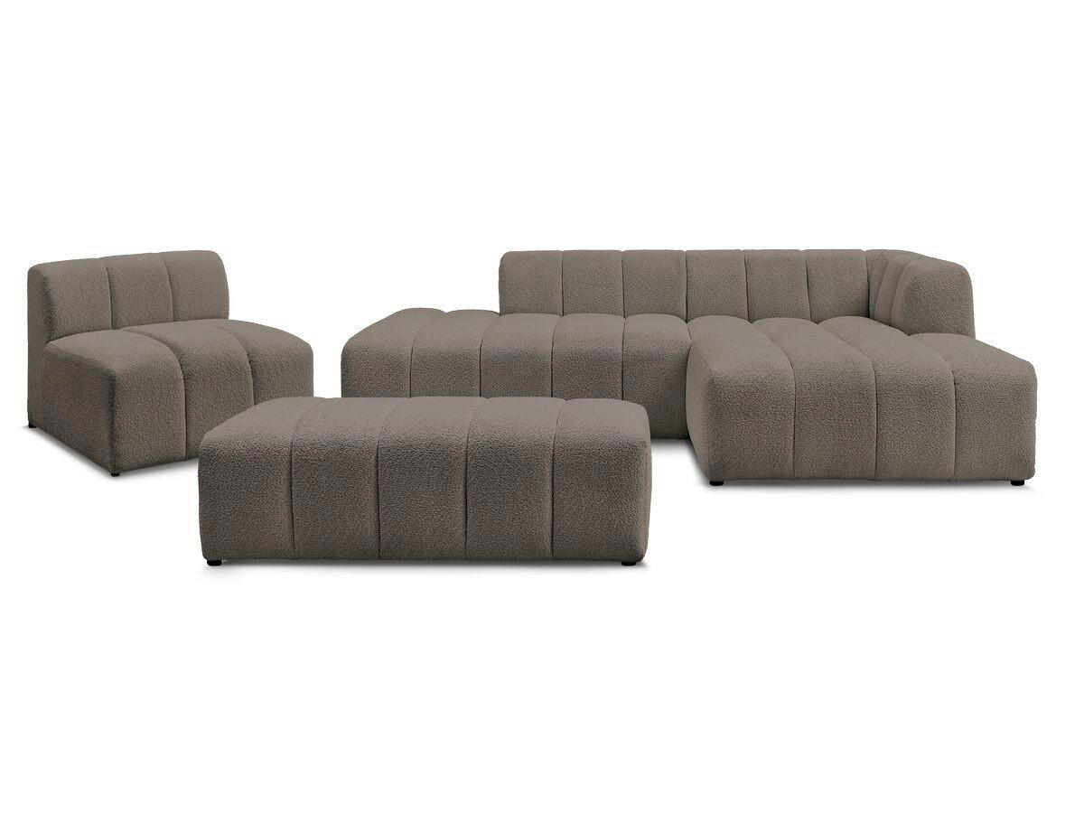 ECKSOFA Ottomane rechts  ANNECY Taupe Bouclé  - Taupe/Schwarz, MODERN, Kunststoff/Textil (262/170cm)