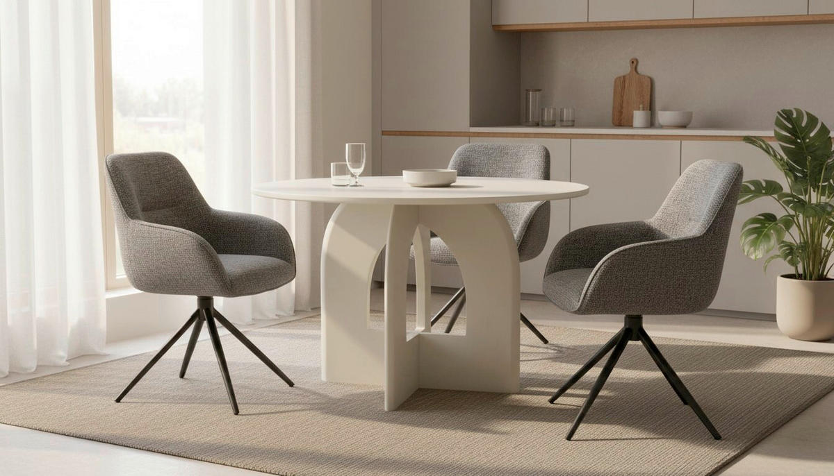 ESSTISCH 120/76/120 cm Echtholz  Holz rund Beige  - Beige, MODERN, Holz (120/76/120cm) - Livetastic