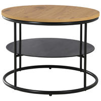 COUCHTISCH ESG 60/60/45 cm rund Eichefarben, Schwarz  - Eichefarben/Schwarz, Design, Glas/Holzwerkstoff (60/60/45cm) - Carryhome