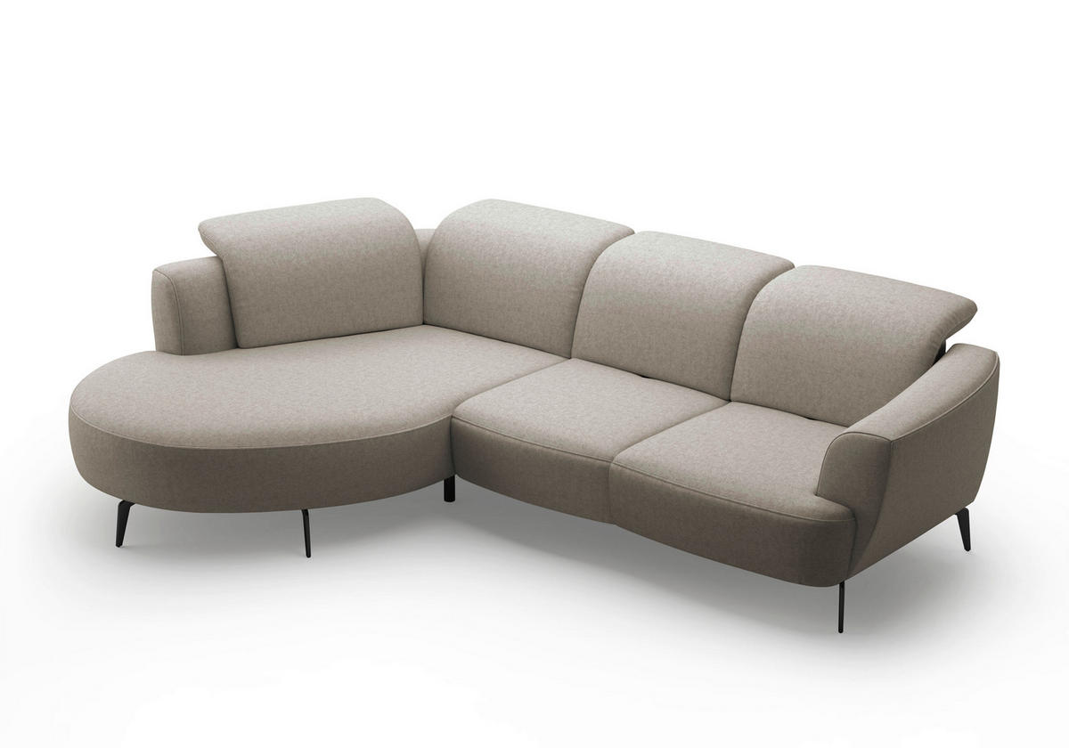 ECKSOFA in Flachgewebe Taupe  - Taupe/Schwarz, Konventionell, Textil/Metall (199/309cm) - Sit & More