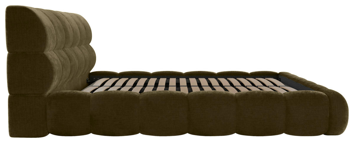 POLSTERBETT 180/200 cm,  in Waldgrün, Lattenrost, Bettkasten,  - Waldgrün/Schwarz, Design, Holz/Textil (180/200cm) - Chameo