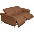 3-SITZER-SOFA  in Echtleder Cognac   - Cognac/Schwarz, Design, Leder/Metall (210/79/104cm) - Belluti