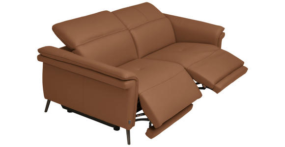3-SITZER-SOFA  in Echtleder Cognac   - Cognac/Schwarz, Design, Leder/Metall (210/79/104cm) - Belluti
