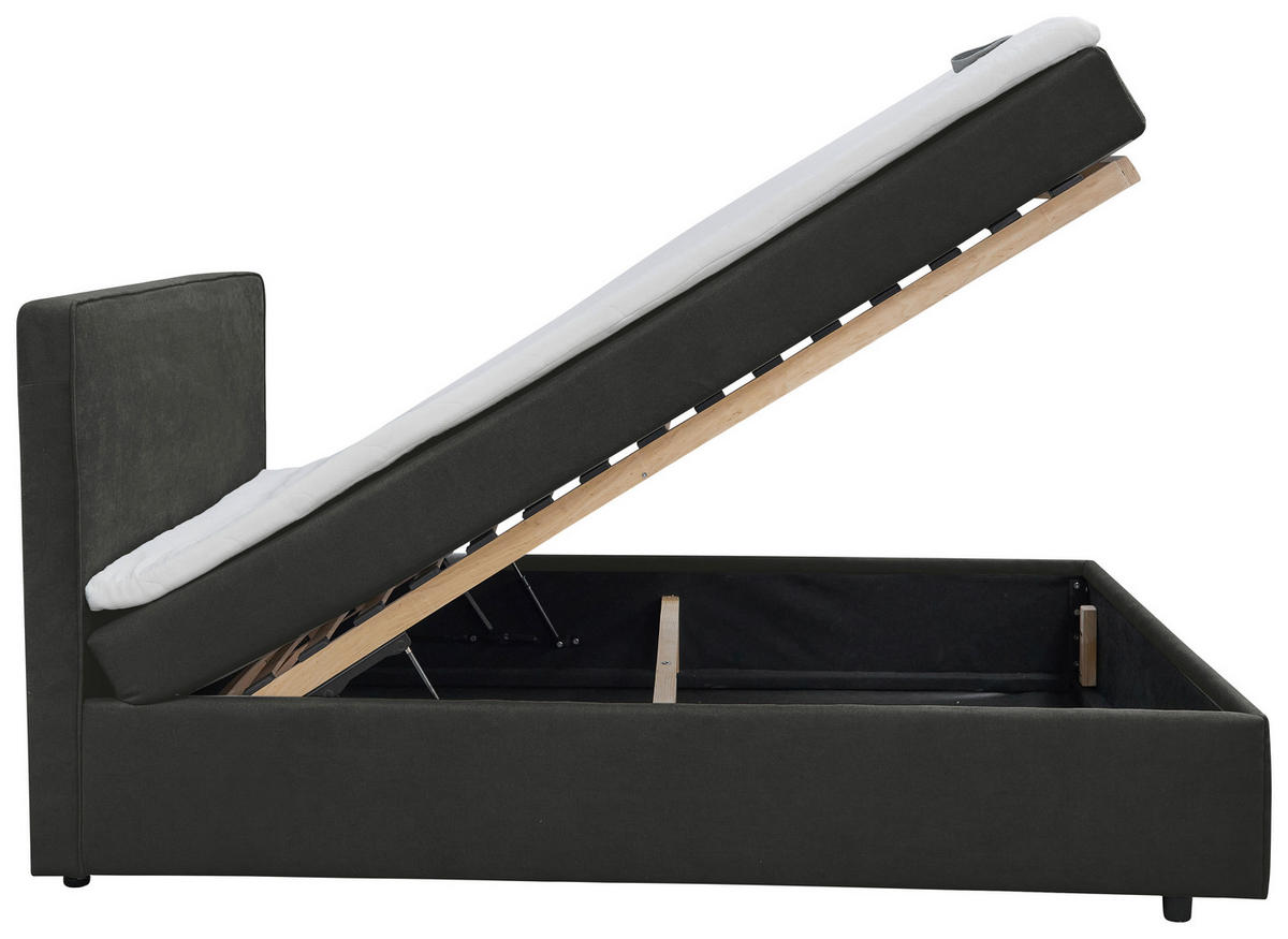 PAT TIP BOXSPRING FĂRĂ ARCURI 140/200 cm  antracit  - culoare natur/antracit, Modern, plastic/lemn (140/200cm) - MID.YOU