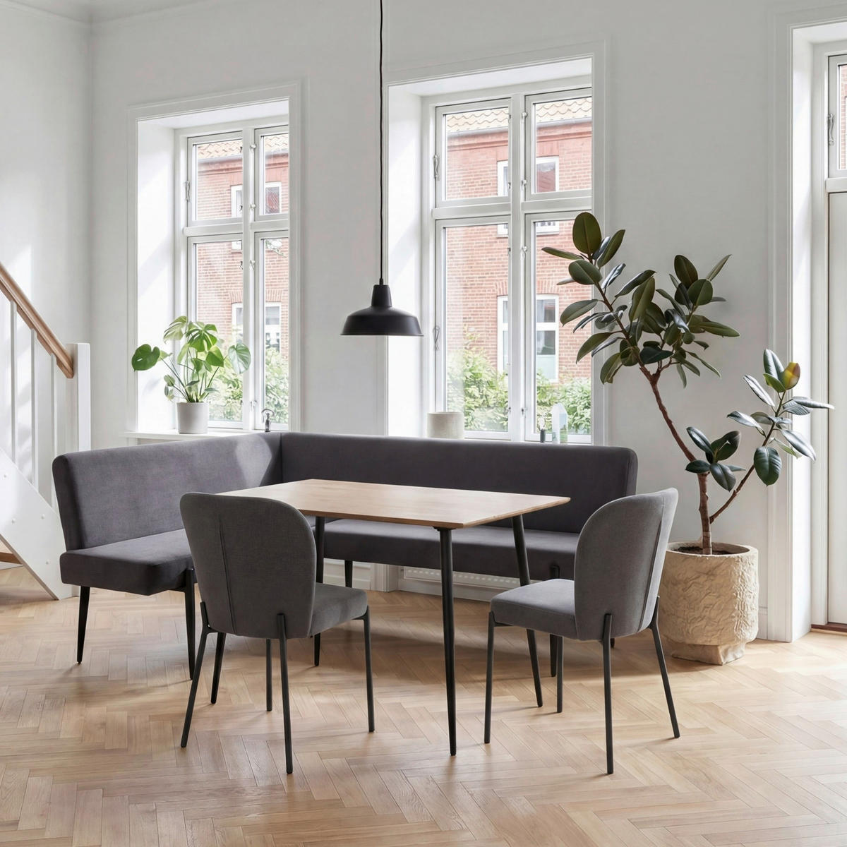 ESSTISCH 120/80/76 cm Nachbildung  Metall, Holzwerkstoff gastro- und objekttauglich rechteckig Schwarz, Eichefarben  - Eichefarben/Schwarz, MODERN, Holzwerkstoff/Metall (120/80/76cm) - MID.YOU