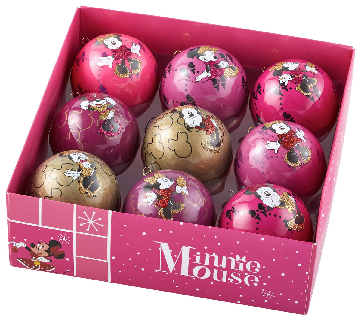 CHRISTBAUMKUGEL-SET 7,5 cm 9-teilig Minnie Mouse  - Multicolor, Trend, Kunststoff (7,5cm) - Disney