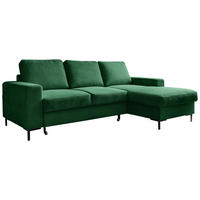 ECKSOFA in Cord Smaragdgrün  236/148 cm  - Smaragdgrün/Schwarz, Design, Textil/Metall (236/148cm) - MID.YOU